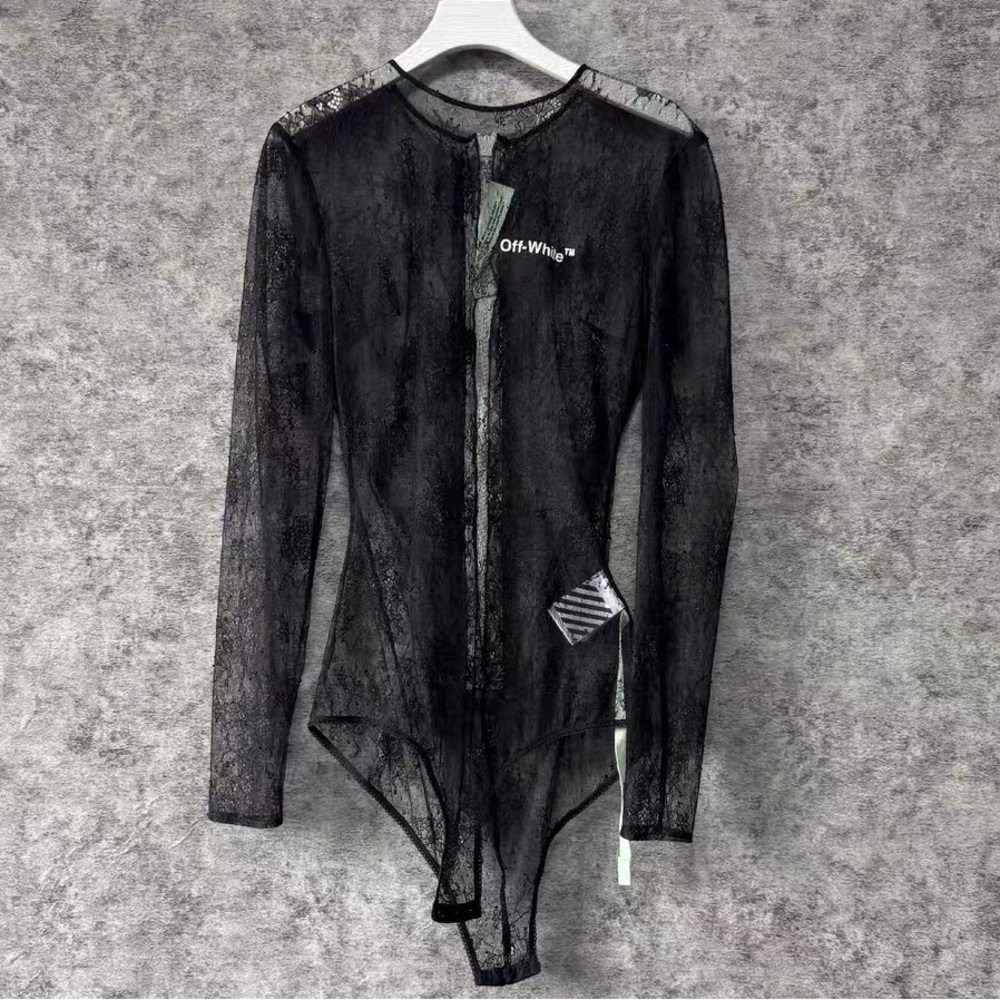 ❌sold❌🚩steal authentic Off-White Black Sheer Long Sleeve Top